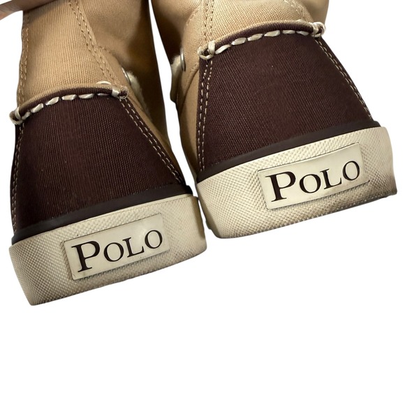 Polo Ralph Lauren Lander Chukka Canvas High Top Mens Shoes Size‎ 10.5D Tan Brown